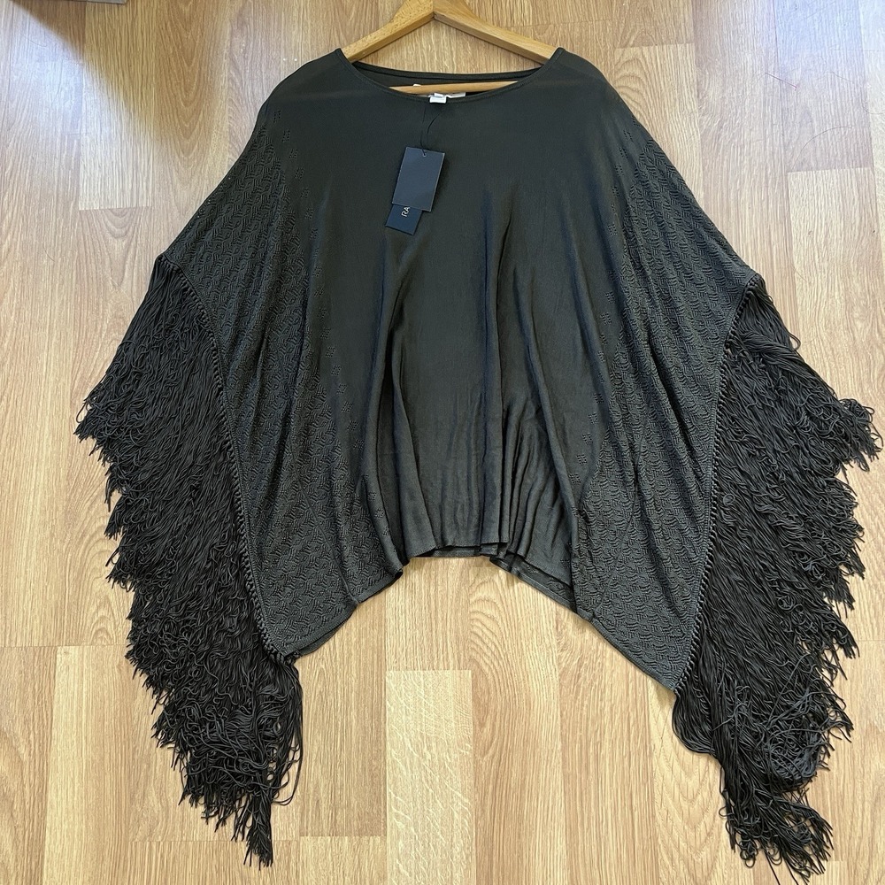 NWT Rachel Zoe Women's Izzy Fringe Poncho Top XS/S Designer Resortwear $395